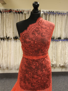 Deep Salmon Raschel Lace - Clio