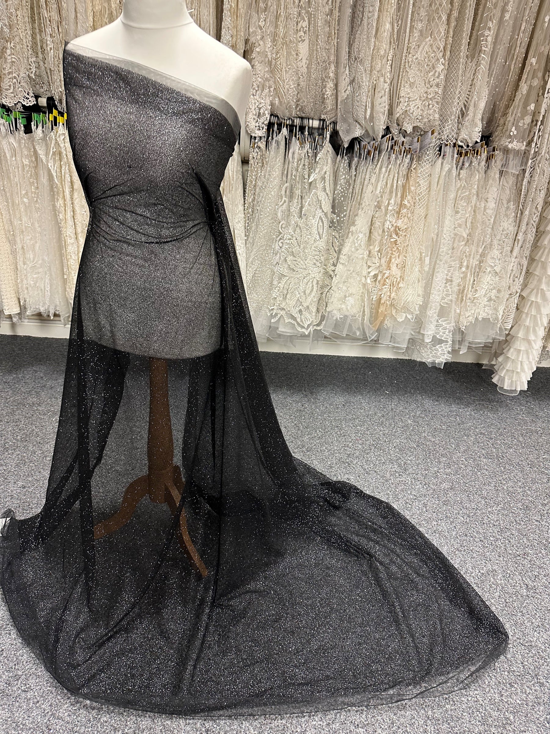 Black Glitter Tulle - Salvage