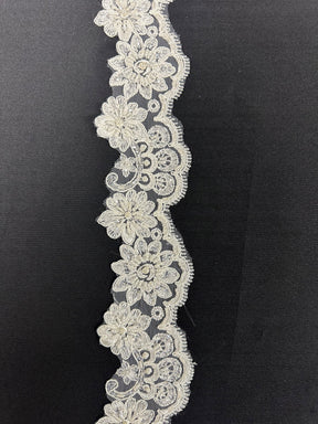 Ivory Beaded Lace Trim - Sheila