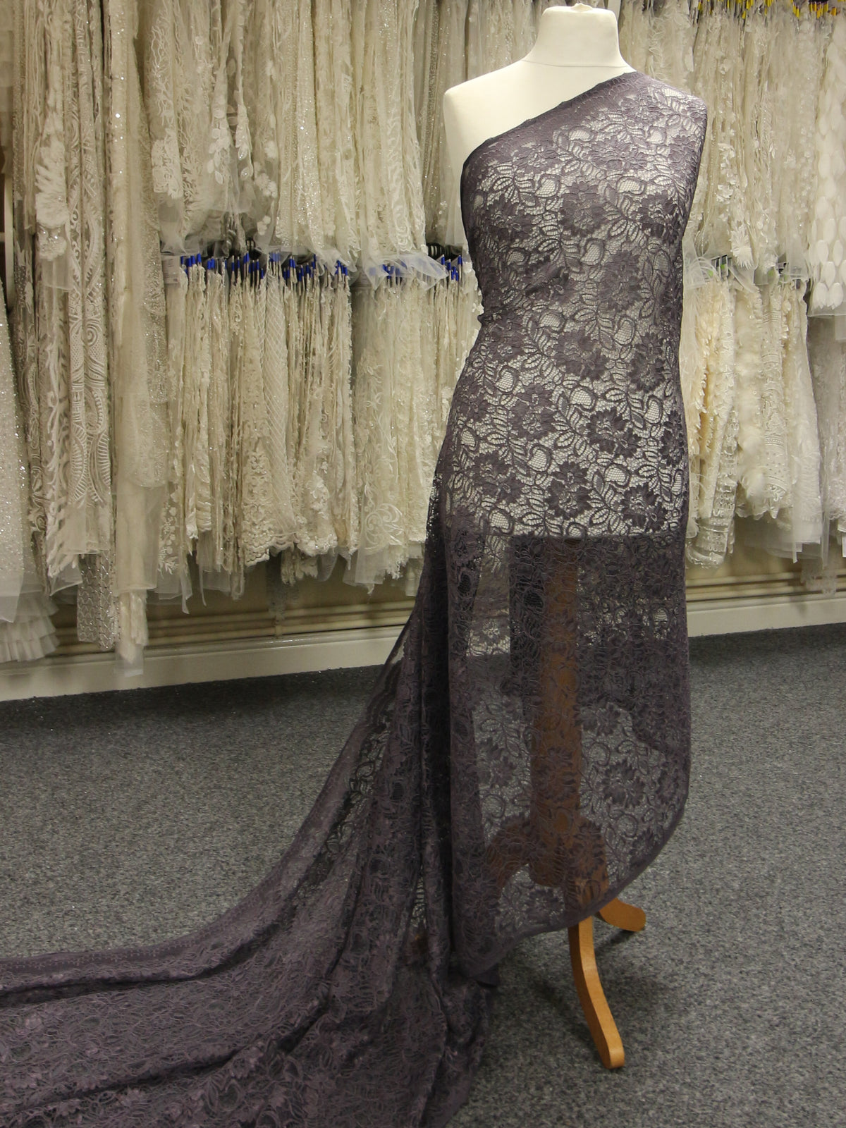 Steel Grey Corded Lace - Sinead