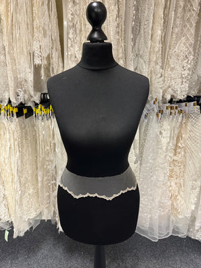 Ivory with Dark Champagne Embroidered Lace Trim - T202