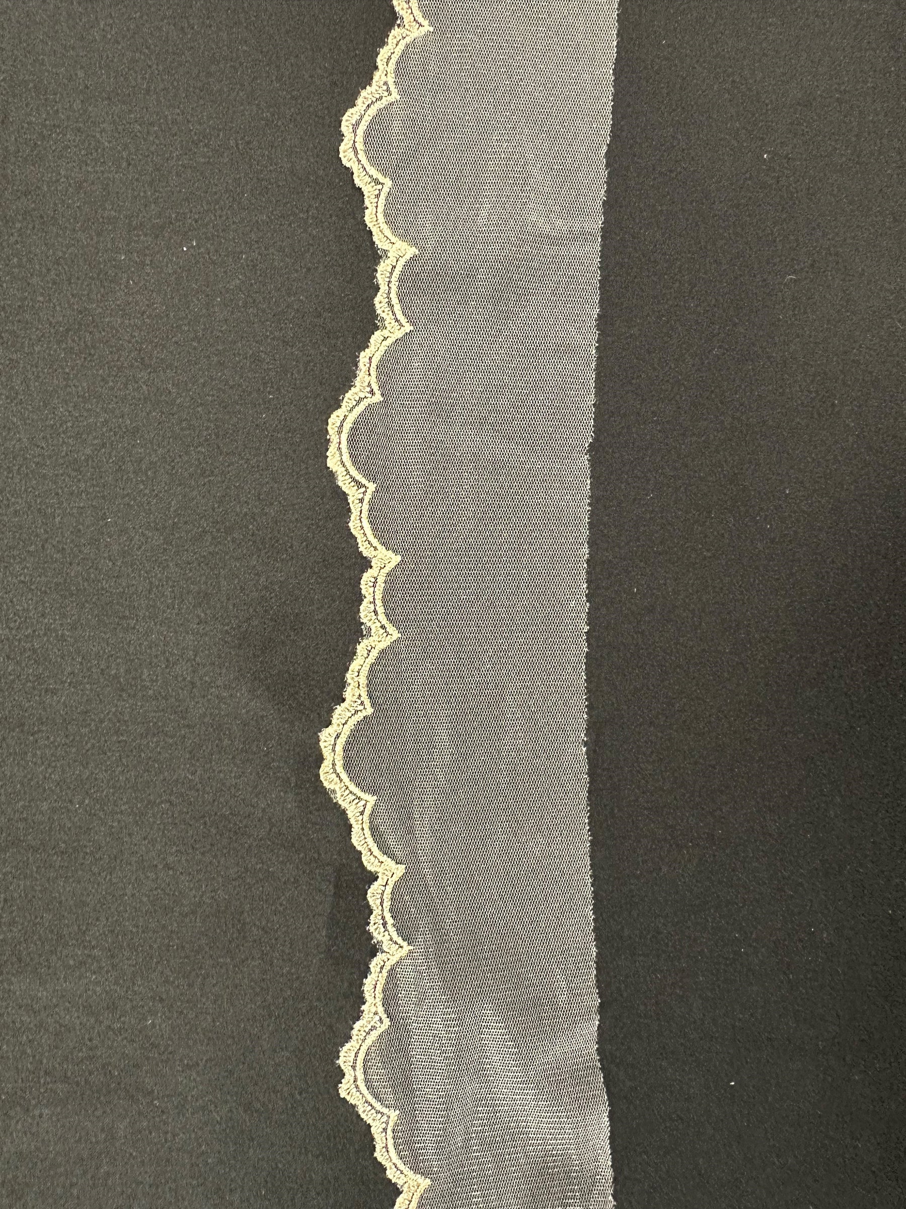 Ivory with Dark Champagne Embroidered Lace Trim - T202