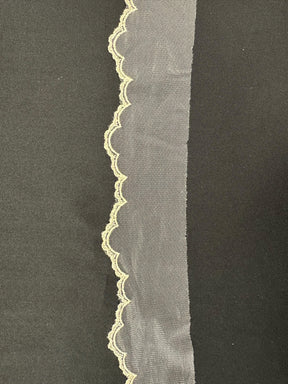 Ivory with Dark Champagne Embroidered Lace Trim - T202