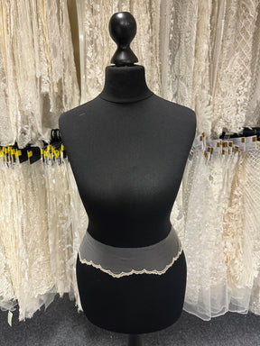 Ivory with Lt Champagne Embroidered Lace Trim - T202