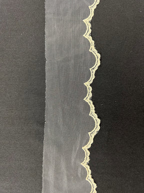 Ivory with Lt Champagne Embroidered Lace Trim - T202