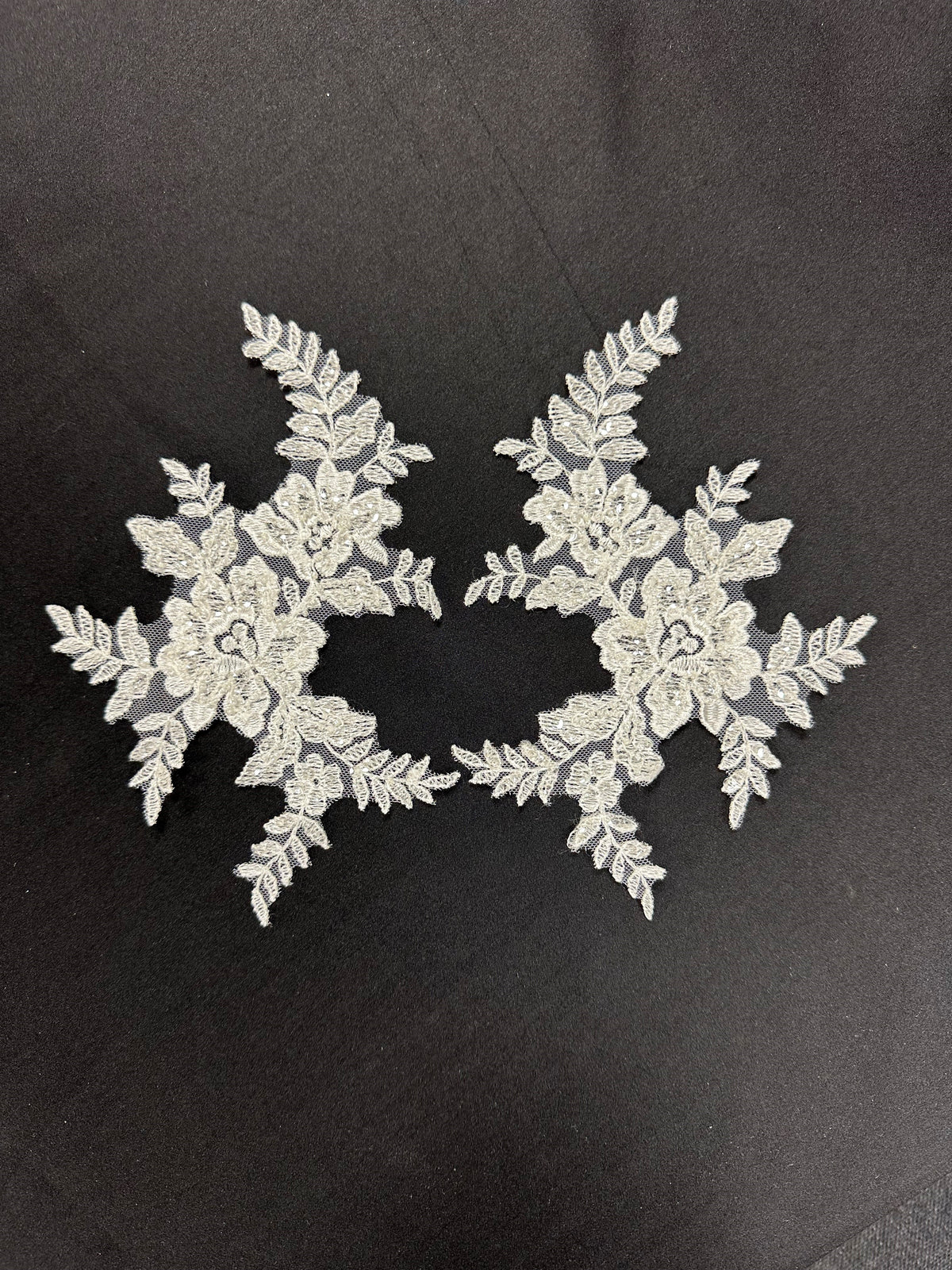 Ivory Sequin Lace Appliques - T650