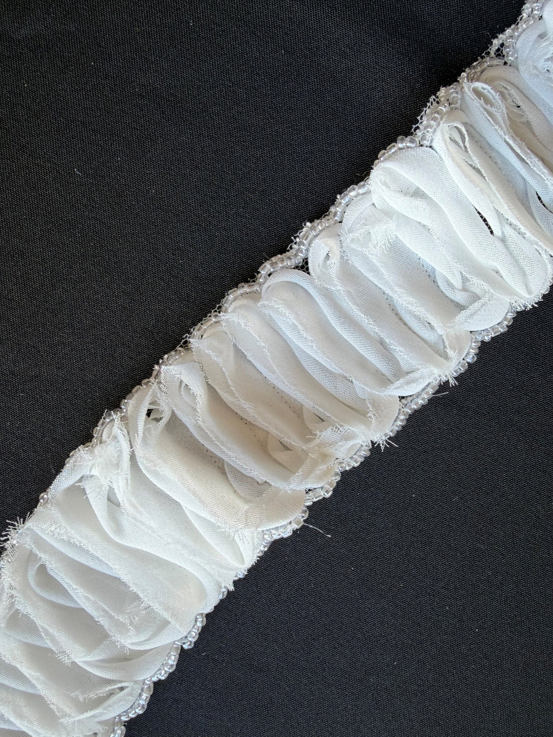 Ivory Beaded Ribbon Trim - T294