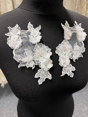 Ivory Beaded 3D Lace Appliques - T443