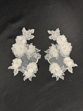 Ivory Beaded 3D Lace Appliques - T443