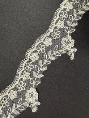 Ivory Embroidered Lace Trim - T53