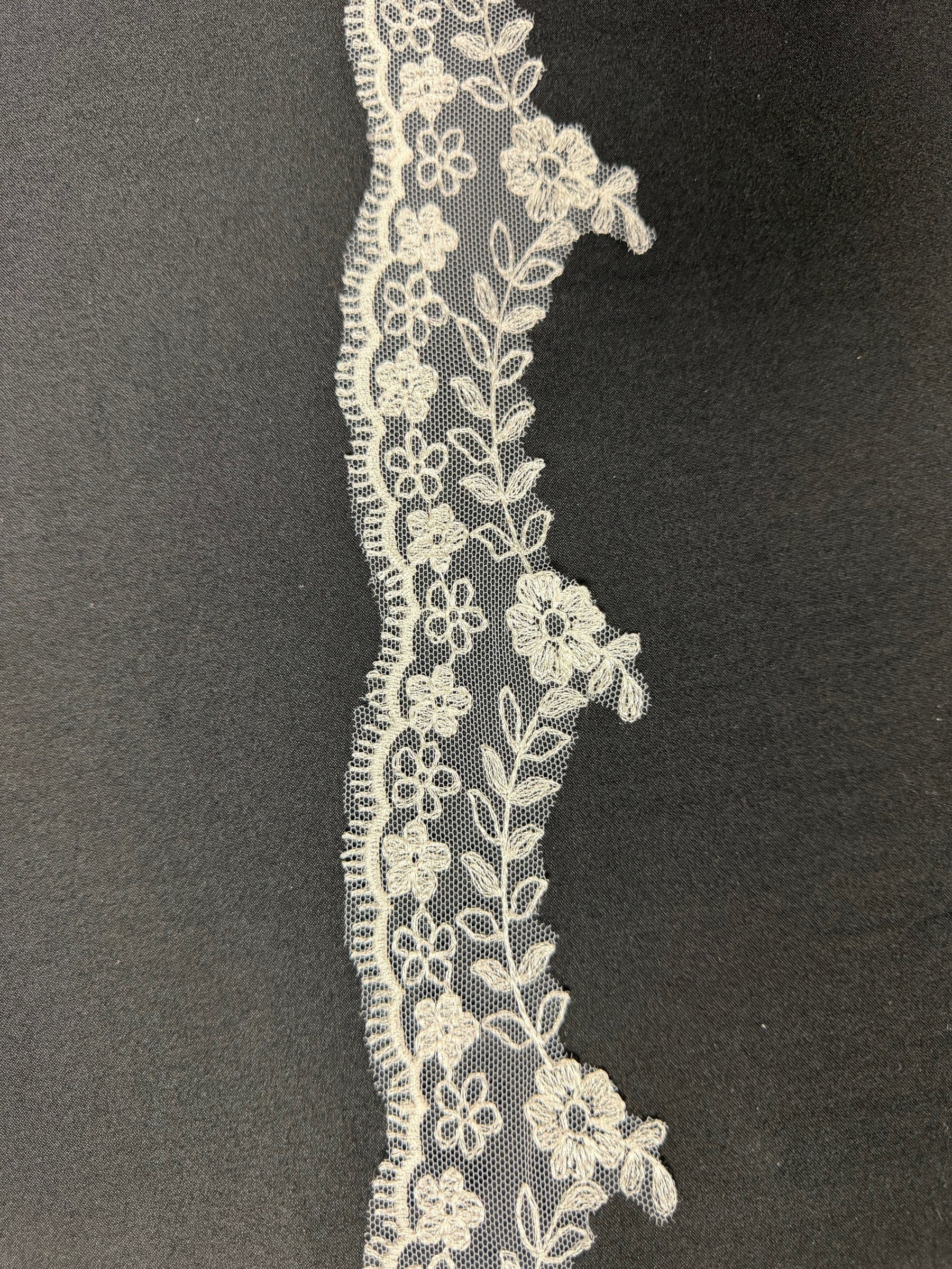 Ivory Embroidered Lace Trim - T53