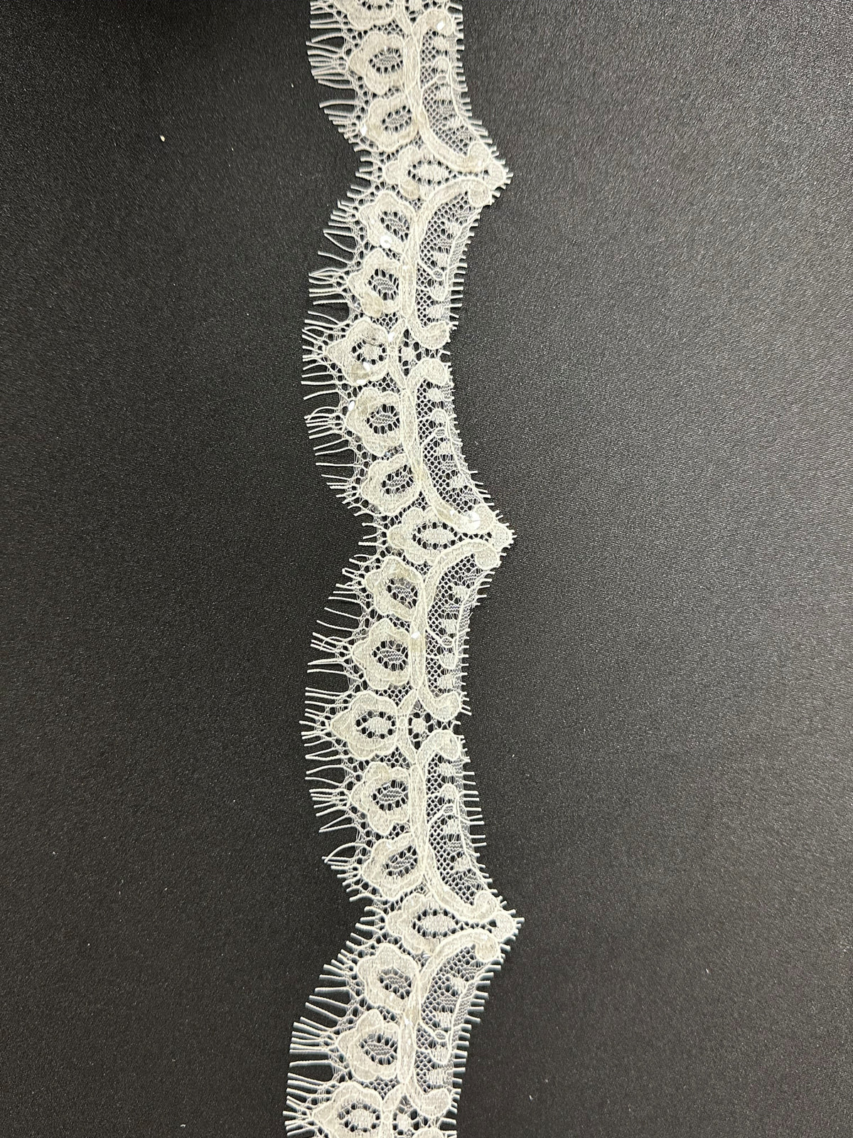 Ivory Sequin Lace Trim - T573