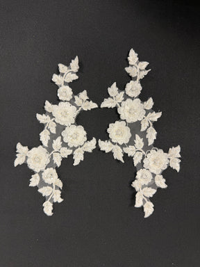 Ivory 3D Beaded Lace Appliques - T656