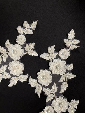 Ivory 3D Beaded Lace Appliques - T656