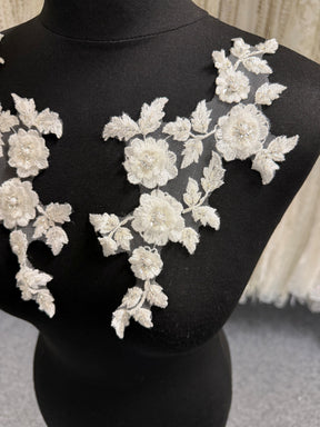 Ivory 3D Beaded Lace Appliques - T656