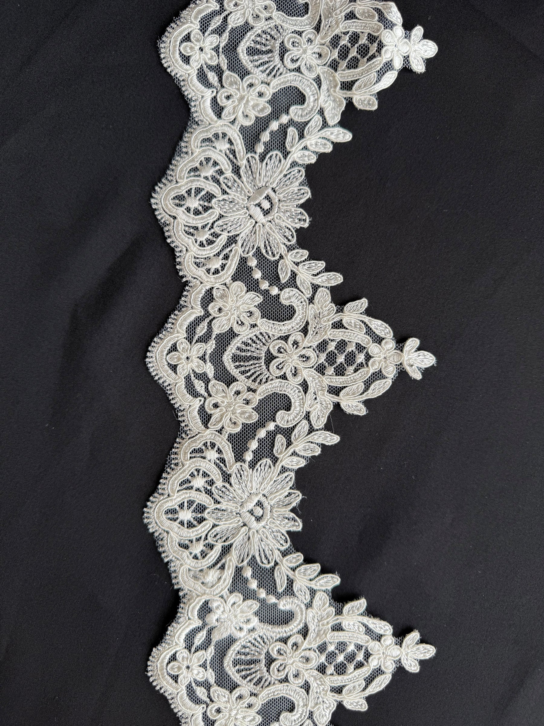 Ivory Embroidered Lace Trim - T668