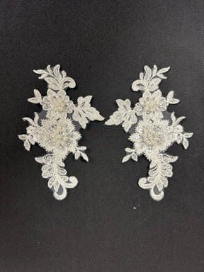 Ivory Beaded Lace Appliques - T693