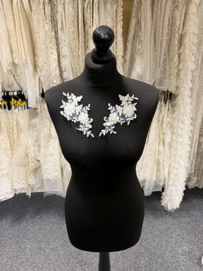 Ivory Beaded Lace Appliques - T942