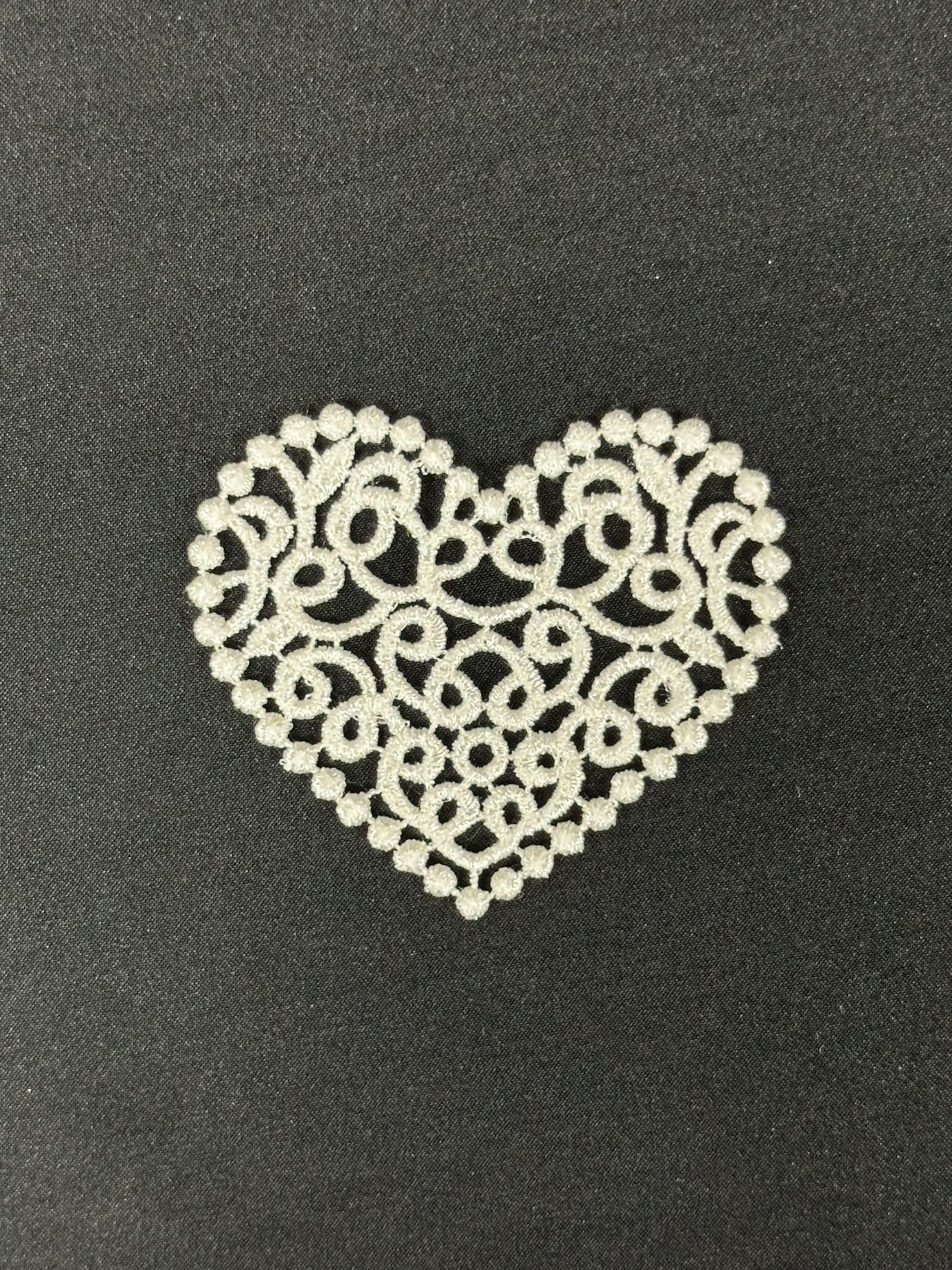 Ivory  Embroidered Heart Applique - T950