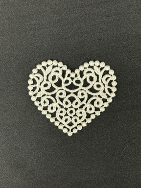 Ivory  Embroidered Heart Applique - T950
