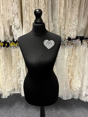 Ivory  Embroidered Heart Applique - T950
