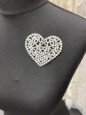Ivory  Embroidered Heart Applique - T950
