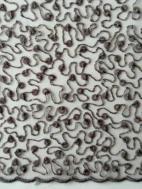 Taupe Embroidered Sequin Tulle – EB3001