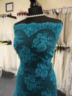 Teal Corded Lace - Riaz