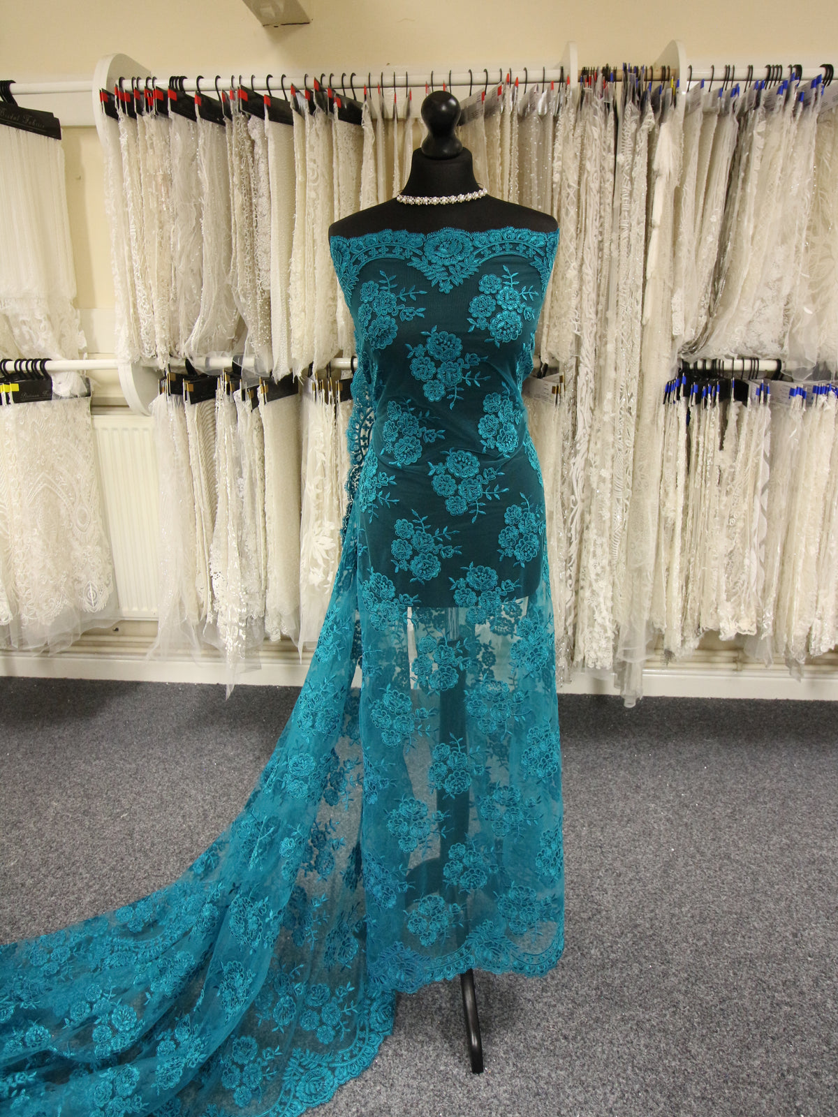 Teal Corded Lace - Riaz