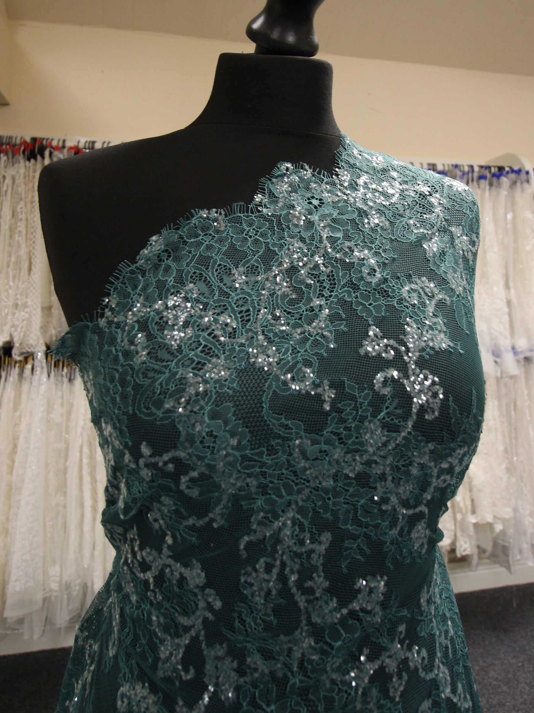Teal Raschel Lace - Honor