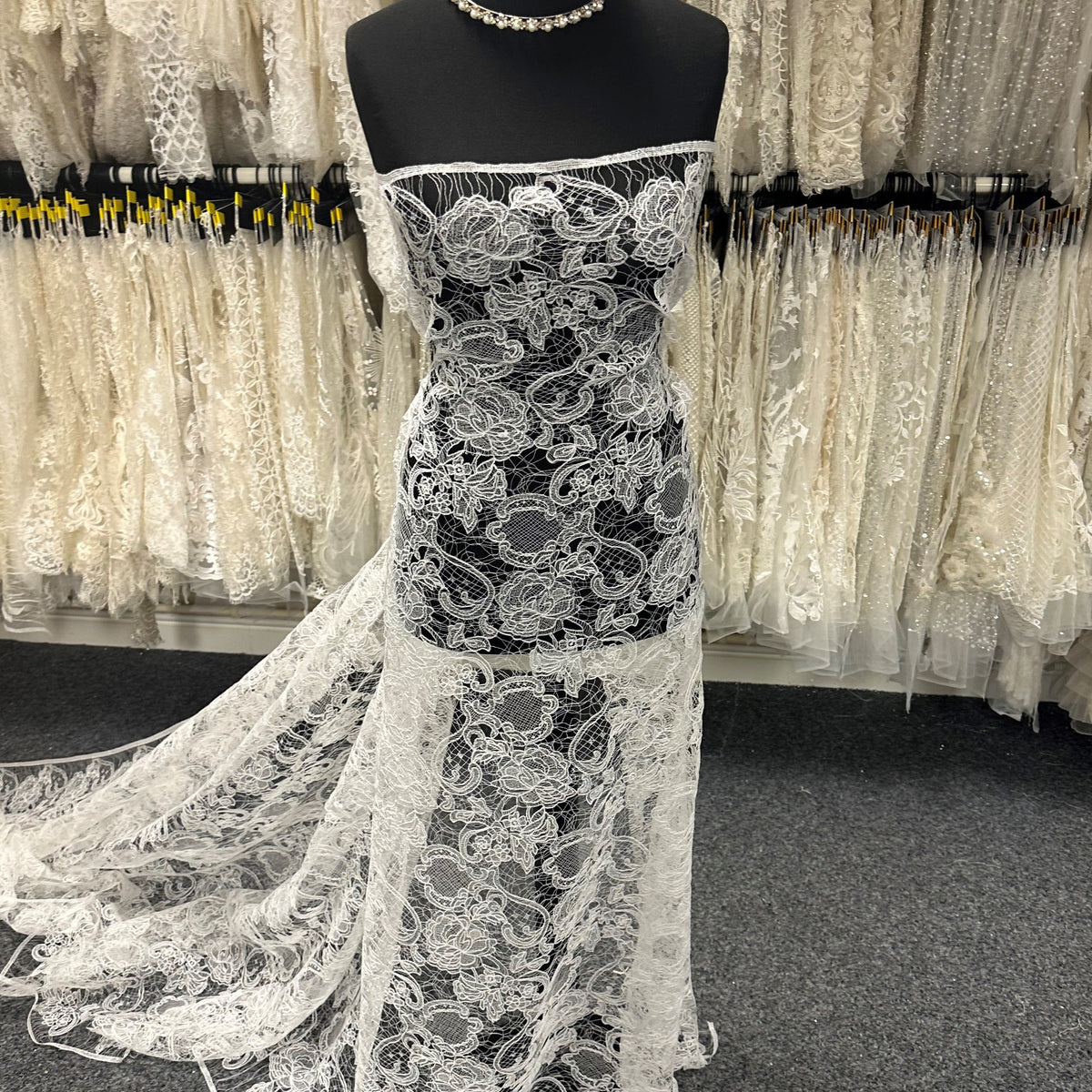 Ivory Raschel Bridal Fabrics Lace - Tyra