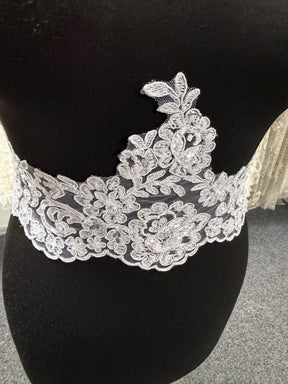White Beaded Lace Trim - T226
