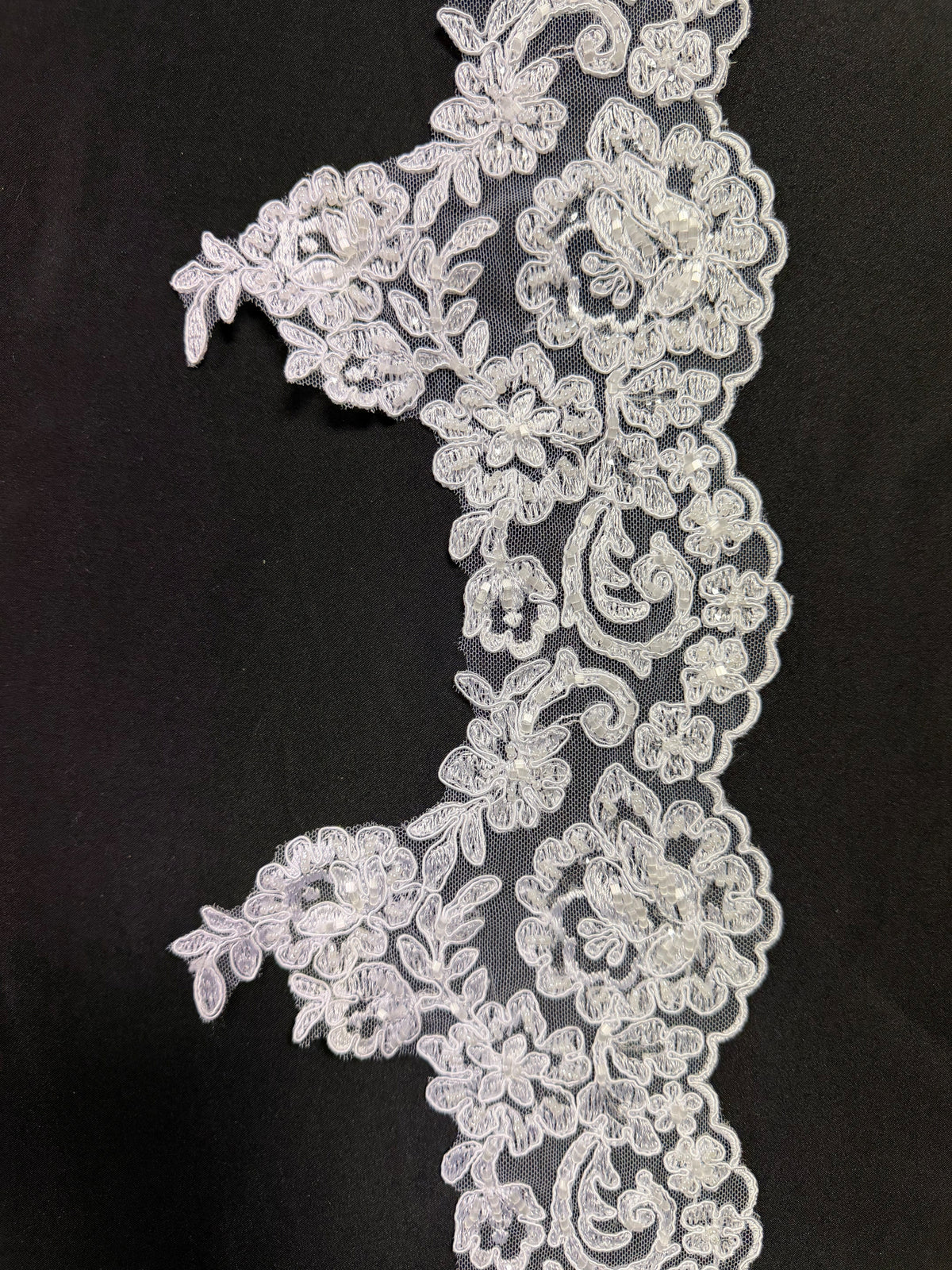 White Beaded Lace Trim - T226