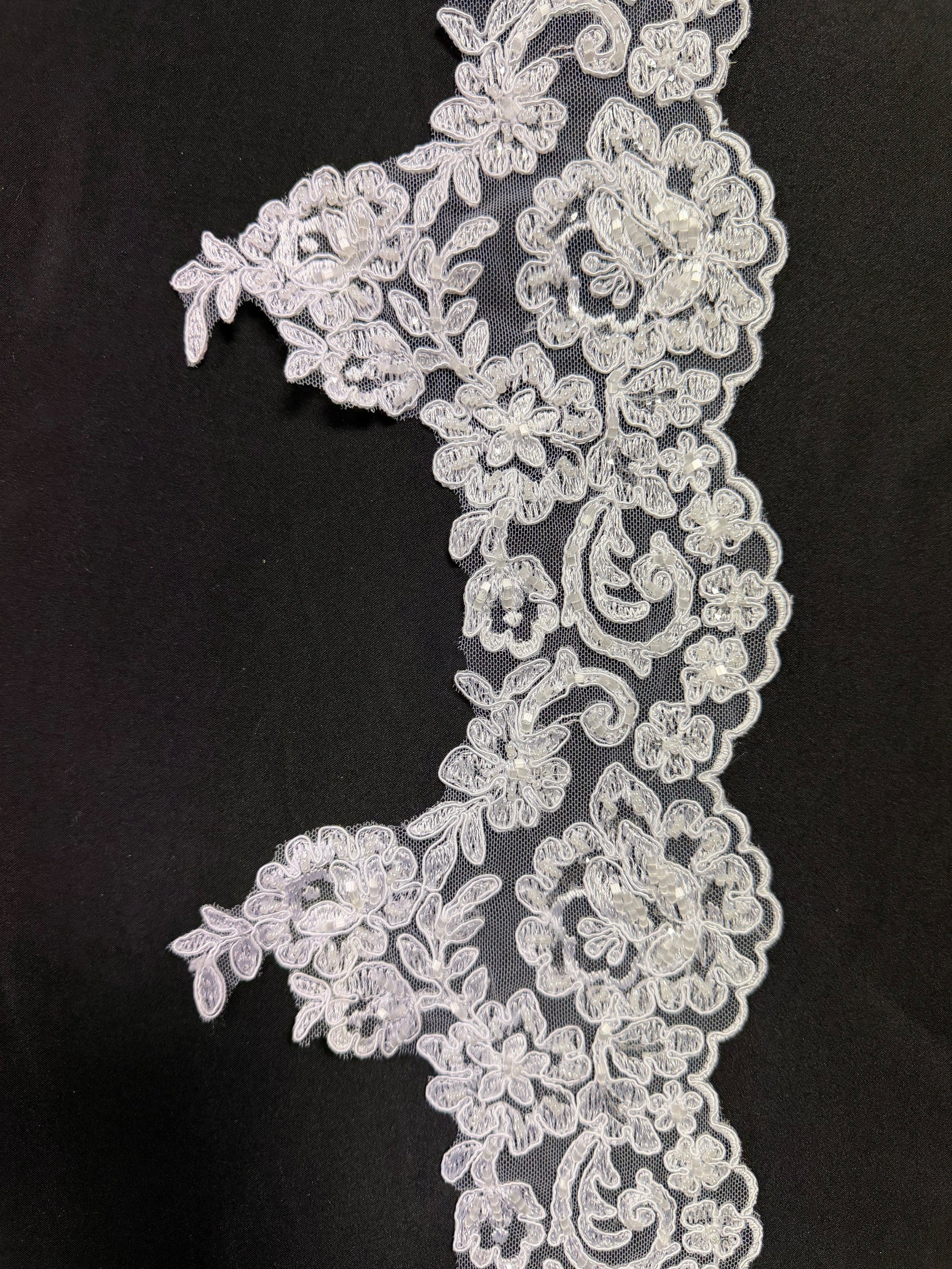 White Beaded Lace Trim - T226