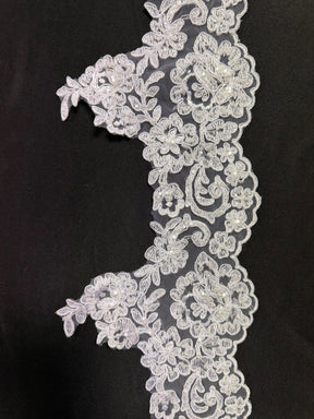White Beaded Lace Trim - T226