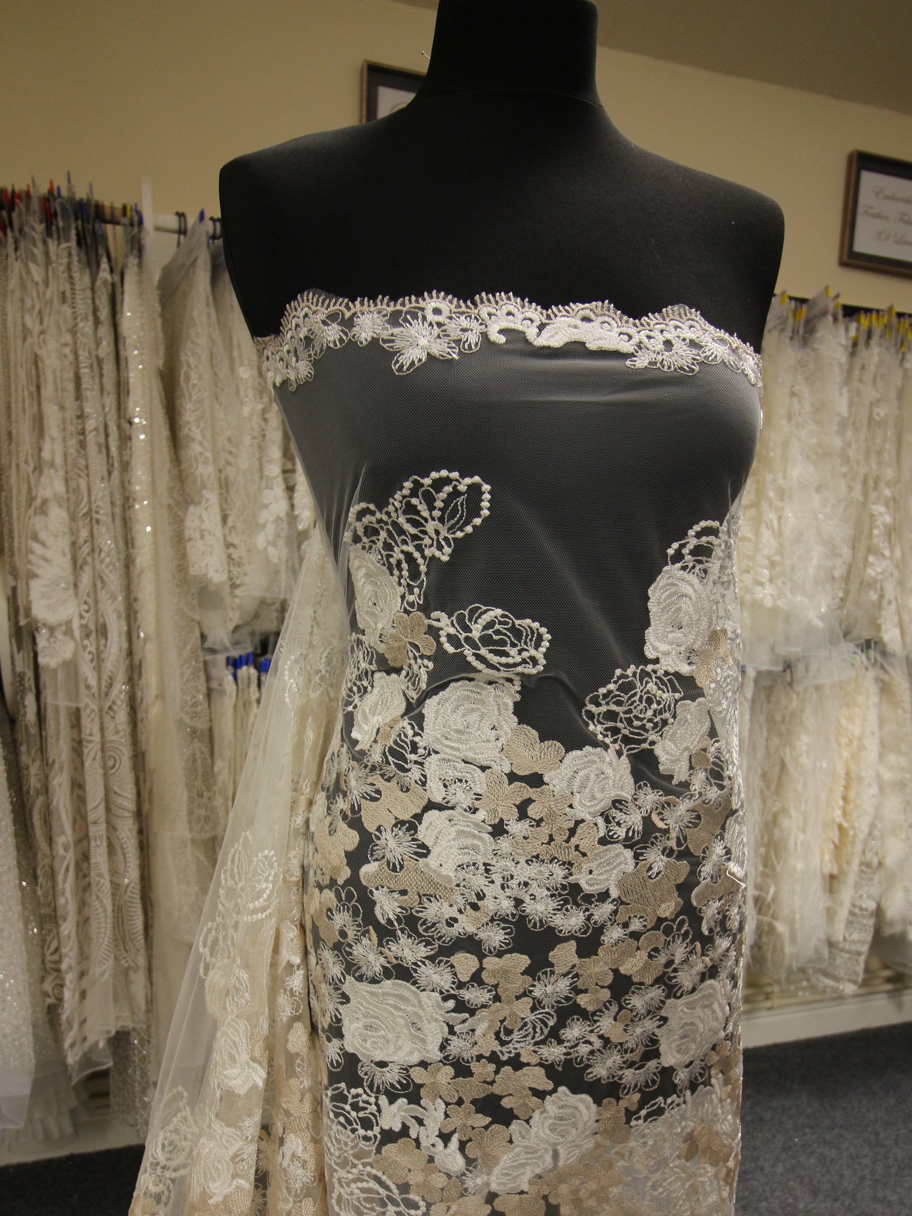 Champagne & Ivory Embroidered Lace - Zelda