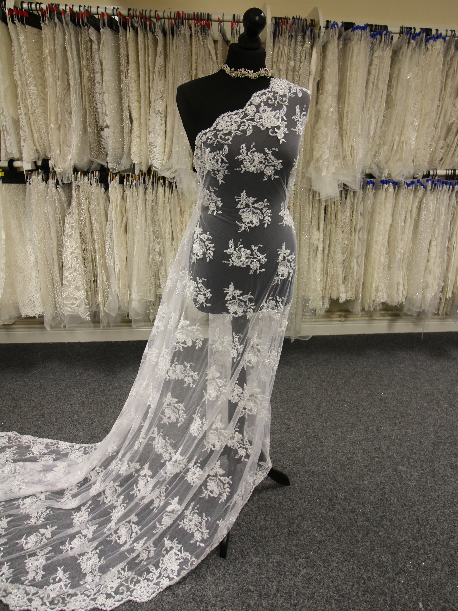 dress border lace Double Border Grid Designer 3D Flower Lace Fabric for Dresses