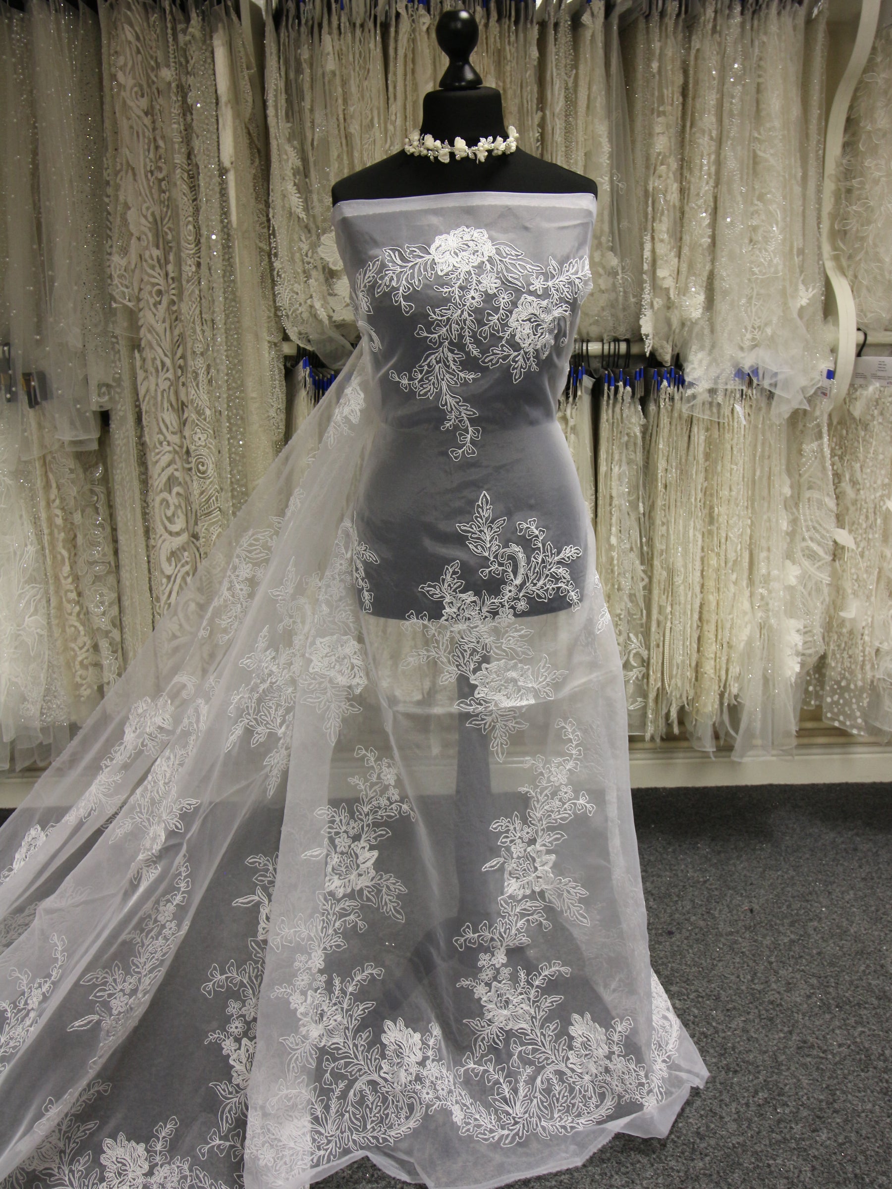 White Embroidered Organza - Wanda White Embroidered Organza - Wanda