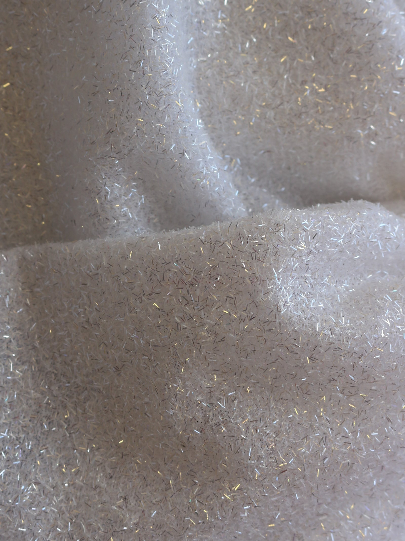 White Glitter Fabric Battenberg