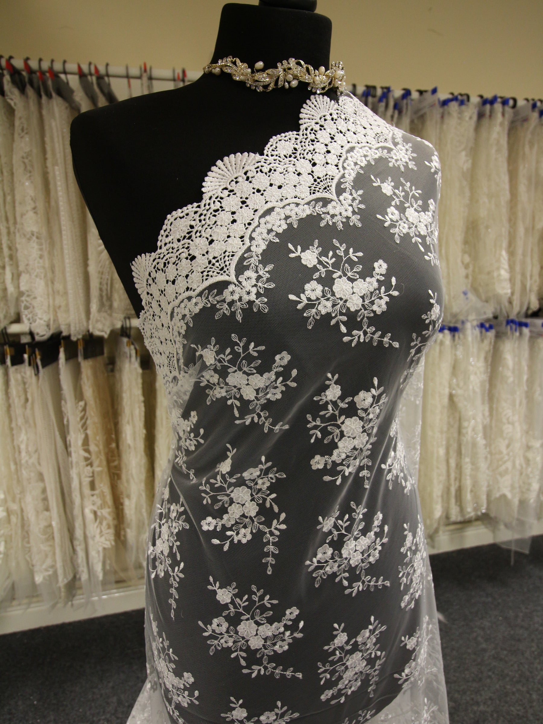 White Embroidered Lace - Kirsty