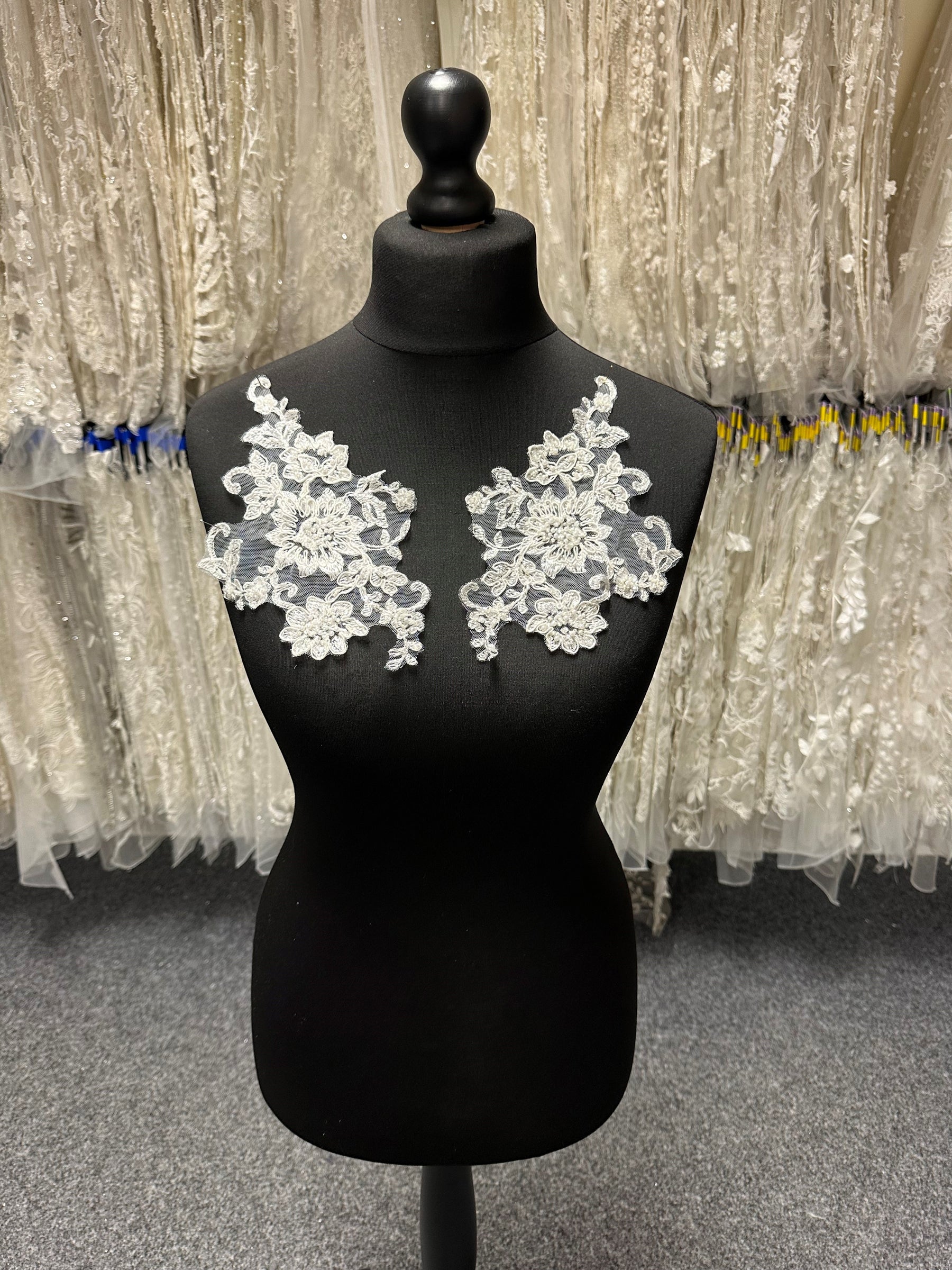 Ivory Beaded and Corded Lace Appliques - Ziggurat