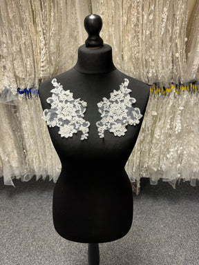Ivory Beaded and Corded Lace Appliques - Ziggurat