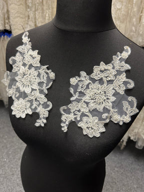 Ivory Beaded and Corded Lace Appliques - Ziggurat