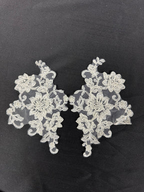 Ivory Beaded and Corded Lace Appliques - Ziggurat