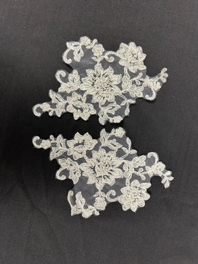 Ivory Beaded and Corded Lace Appliques - Ziggurat