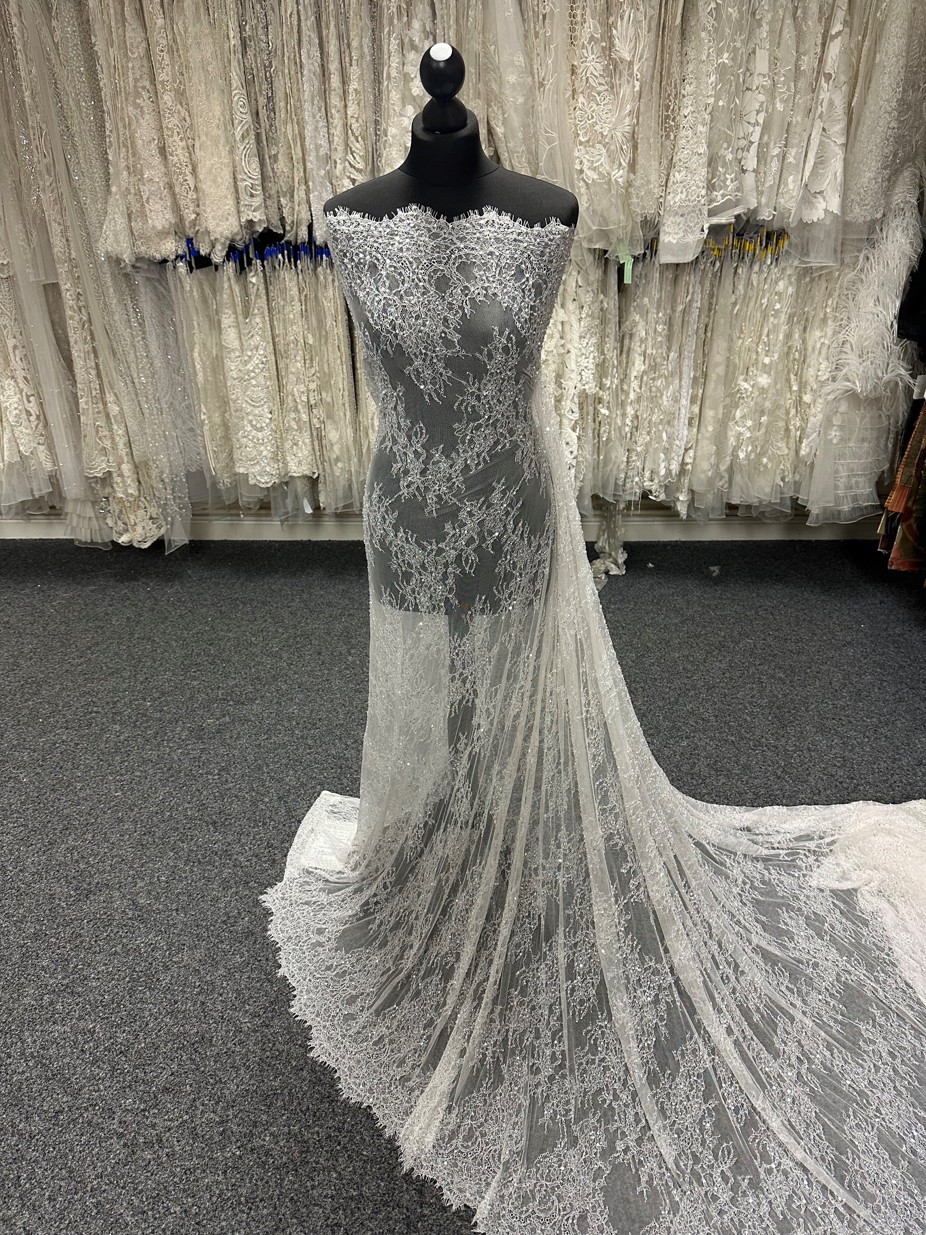 Ivory Hand Beaded Raschel Lace - Annamarie Ivory Hand Beaded Raschel Lace - Annamarie