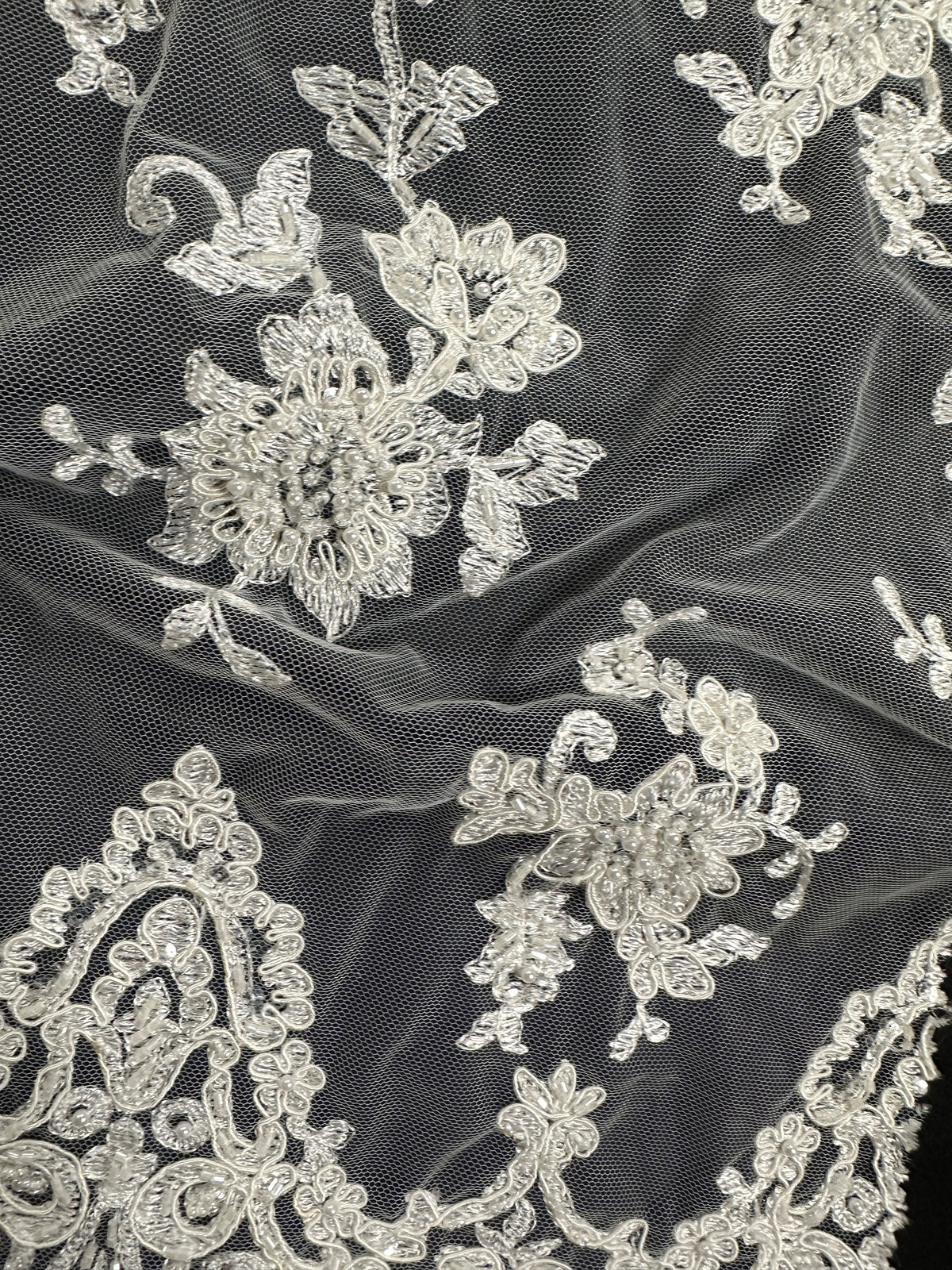 Ivory Beaded & Corded Lace - Zara (CF)