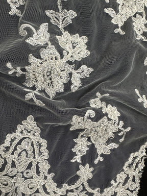 Ivory Beaded & Corded Lace - Zara (CF)