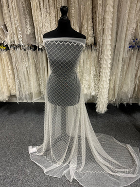 Ivory Beaded Lattice Lace - Placate