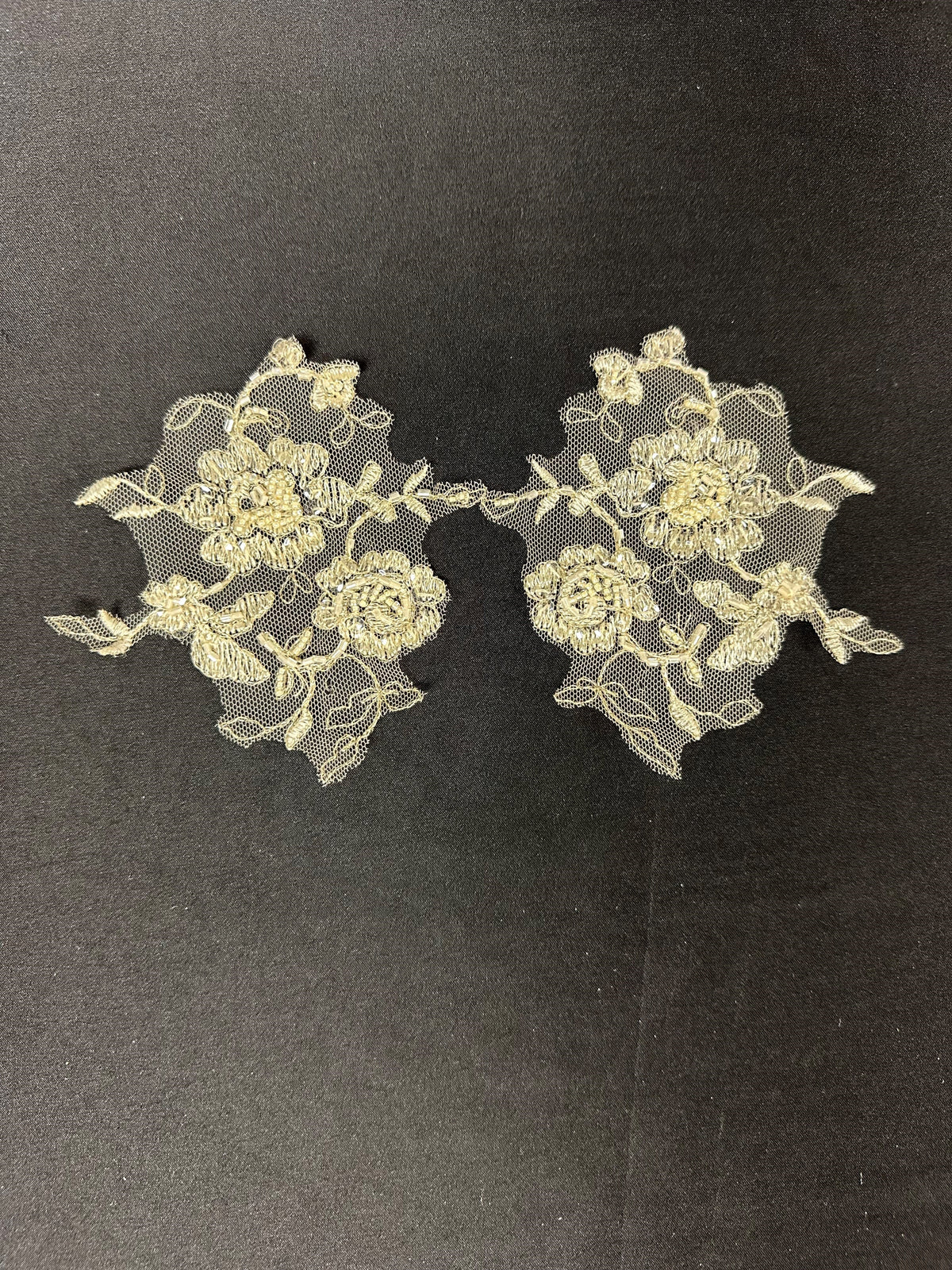 Cappucinno Bead Embellished Lace Appliques - AP 174